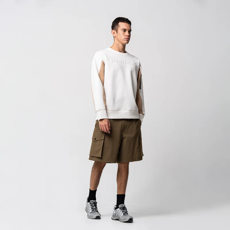 Oversize Everyday Wears Embossed print Sweatshirt Color Blocking for Men