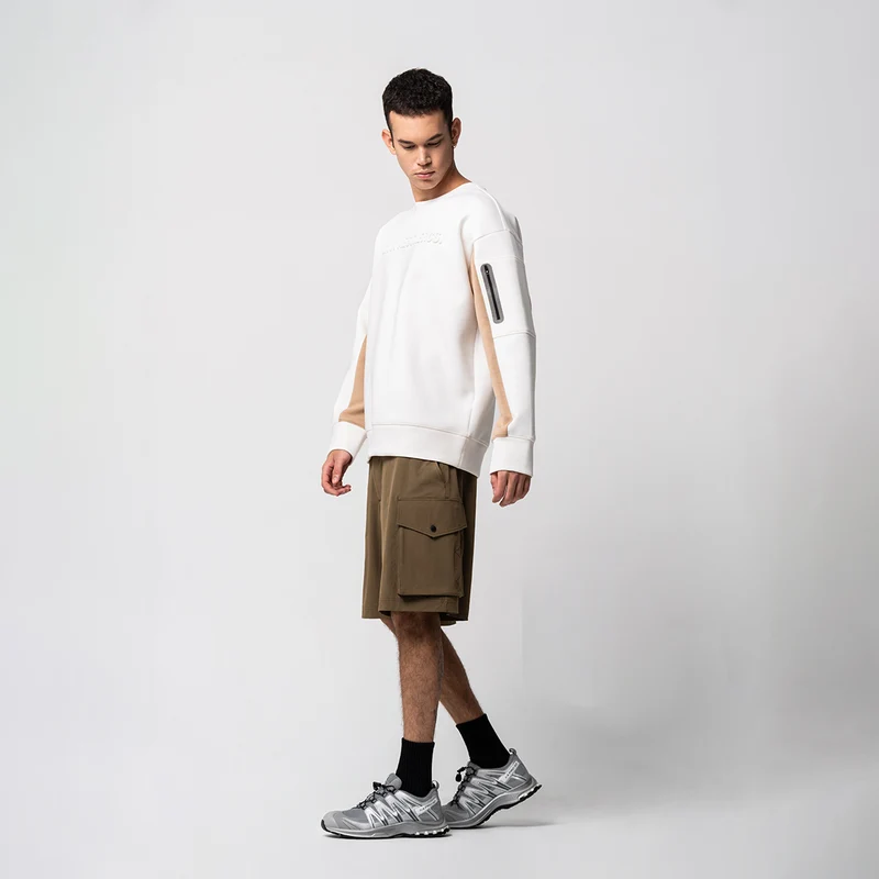 Oversize Everyday Wears Embossed print Sweatshirt Color Blocking for Men