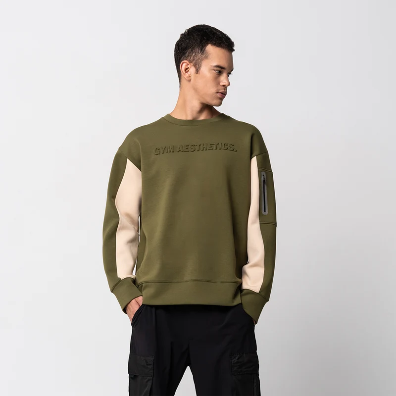 Oversize Everyday Wears Embossed print Sweatshirt Color Blocking for Men