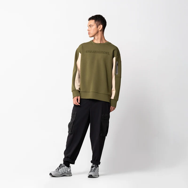 Oversize Everyday Wears Embossed print Sweatshirt Color Blocking for Men