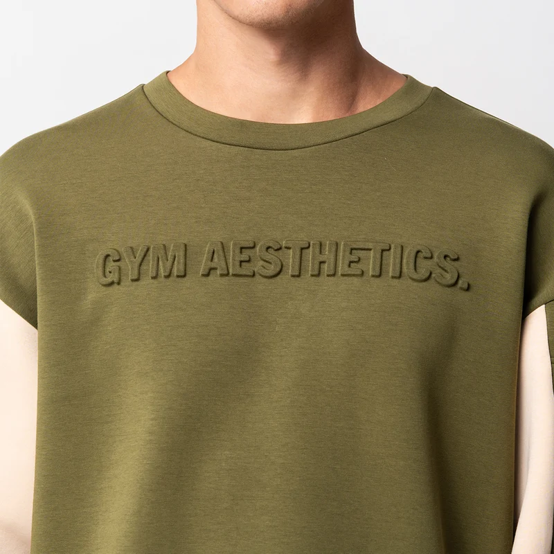 Oversize Everyday Wears Embossed print Sweatshirt Color Blocking for Men