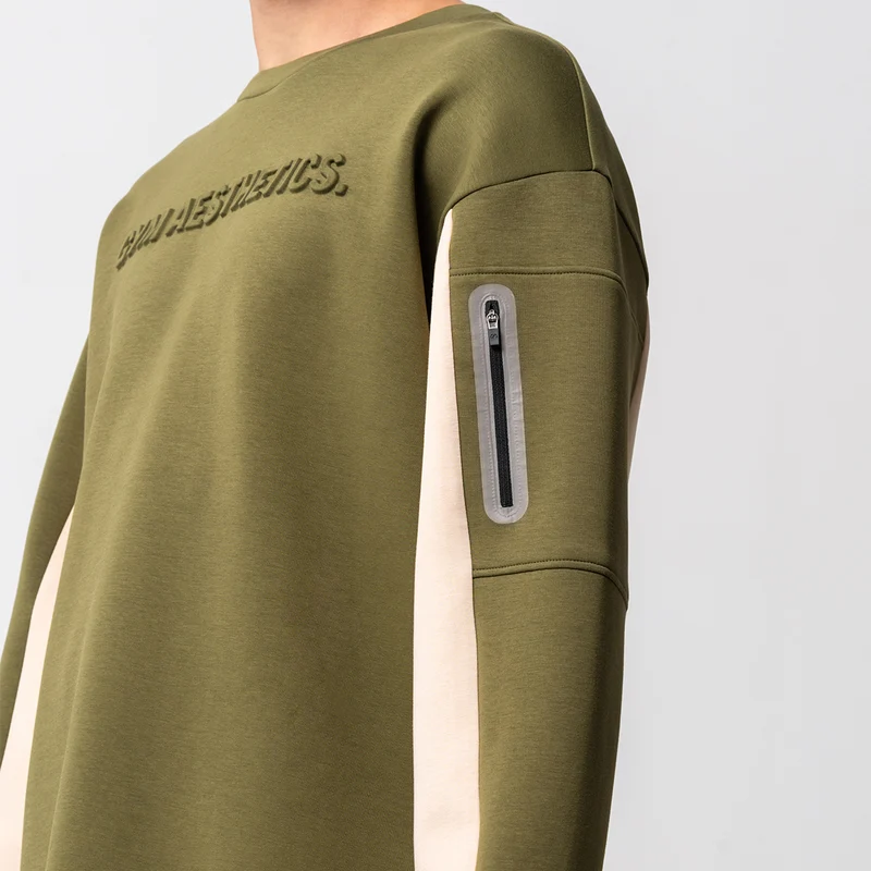 Oversize Everyday Wears Embossed print Sweatshirt Color Blocking for Men