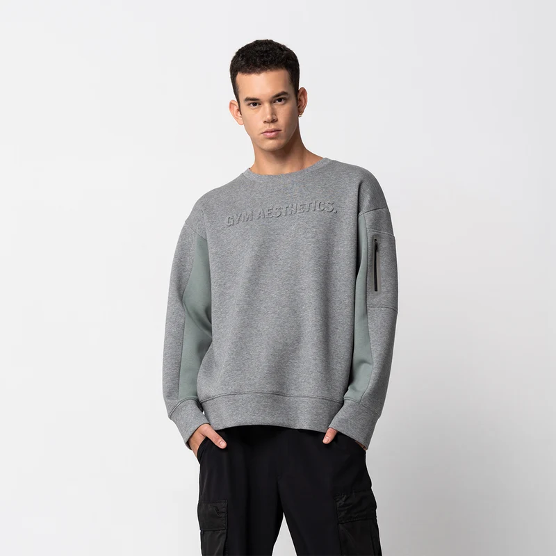 Oversize Everyday Wears Embossed print Sweatshirt Color Blocking for Men