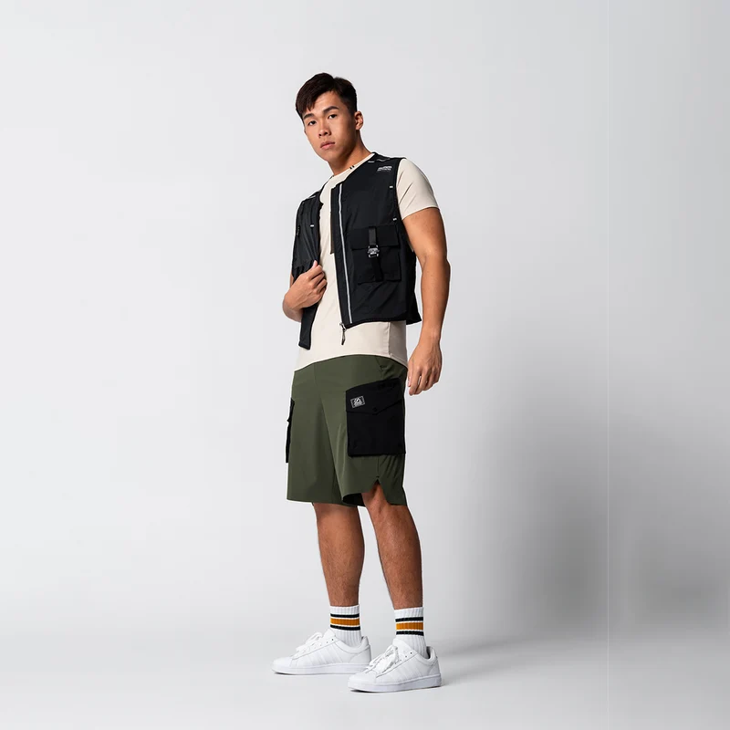 Color Blocking Functional Cargo 9 inch Running Shorts for Men