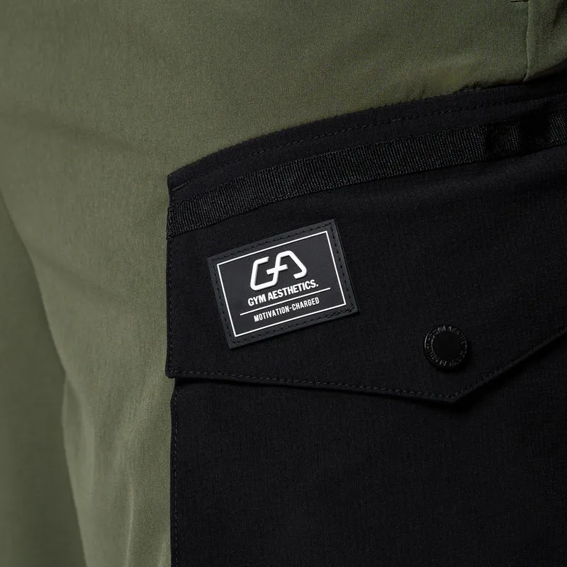 Color Blocking Functional Cargo 9 inch Running Shorts for Men