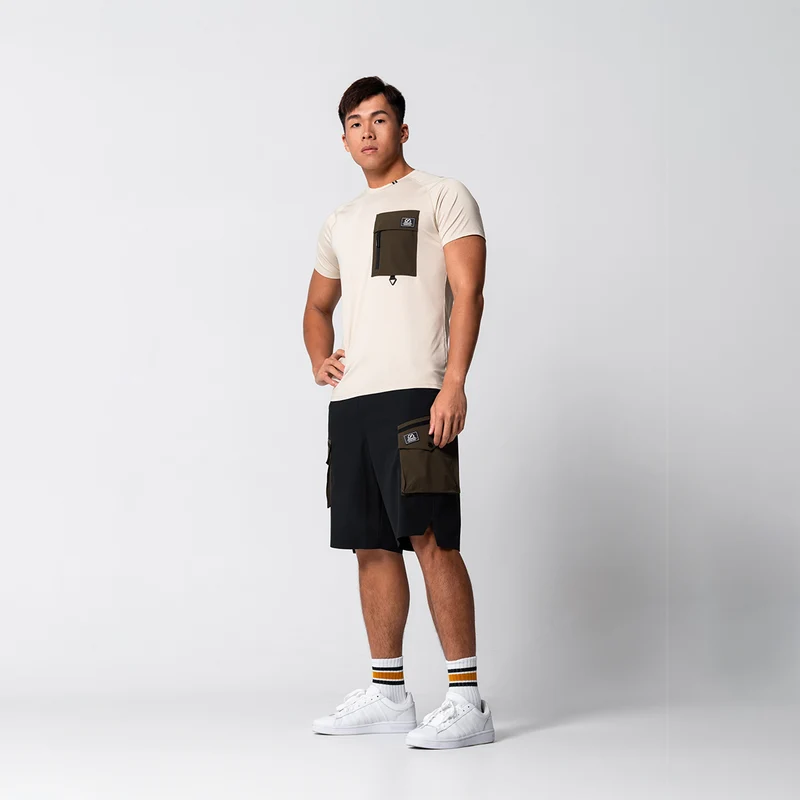 Color Blocking Functional Cargo 9 inch Running Shorts for Men