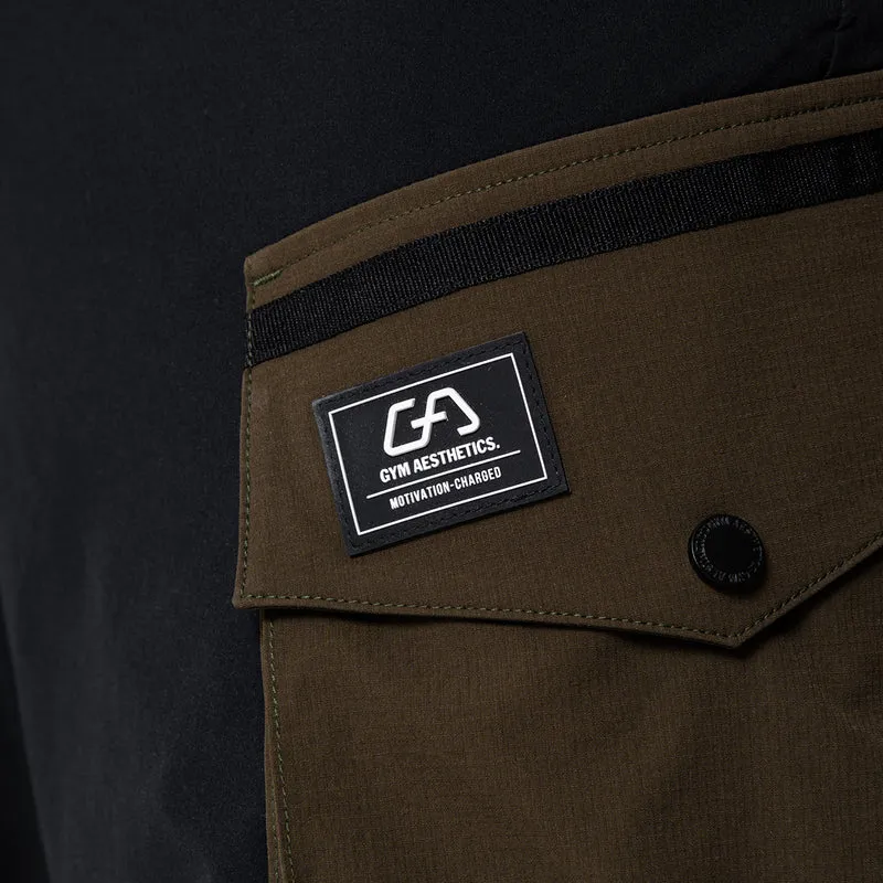 Color Blocking Functional Cargo 9 inch Running Shorts for Men