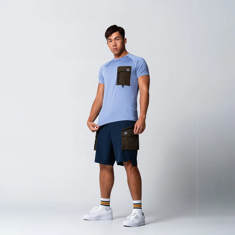 Color Blocking Functional Cargo 9 inch Running Shorts for Men