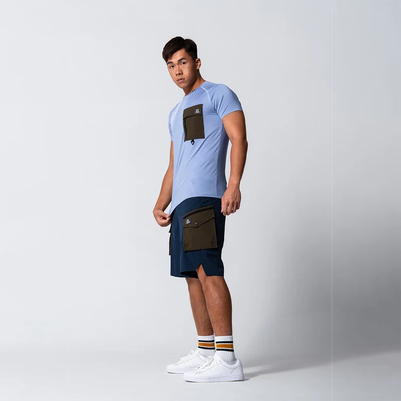 Color Blocking Functional Cargo 9 inch Running Shorts for Men