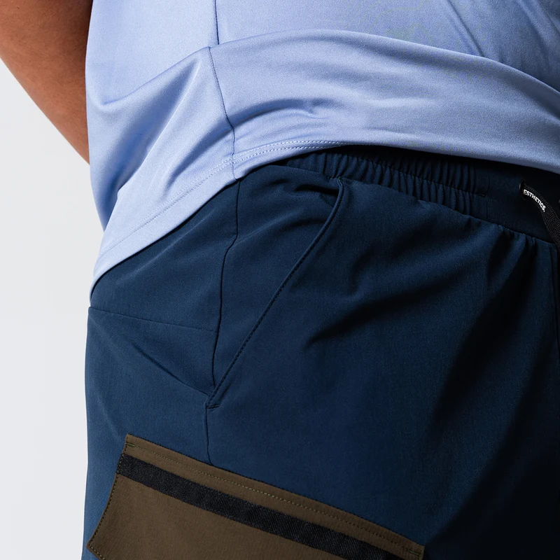 Color Blocking Functional Cargo 9 inch Running Shorts for Men