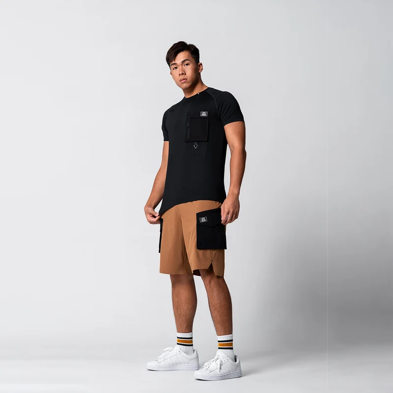 Color Blocking Functional Cargo 9 inch Running Shorts for Men