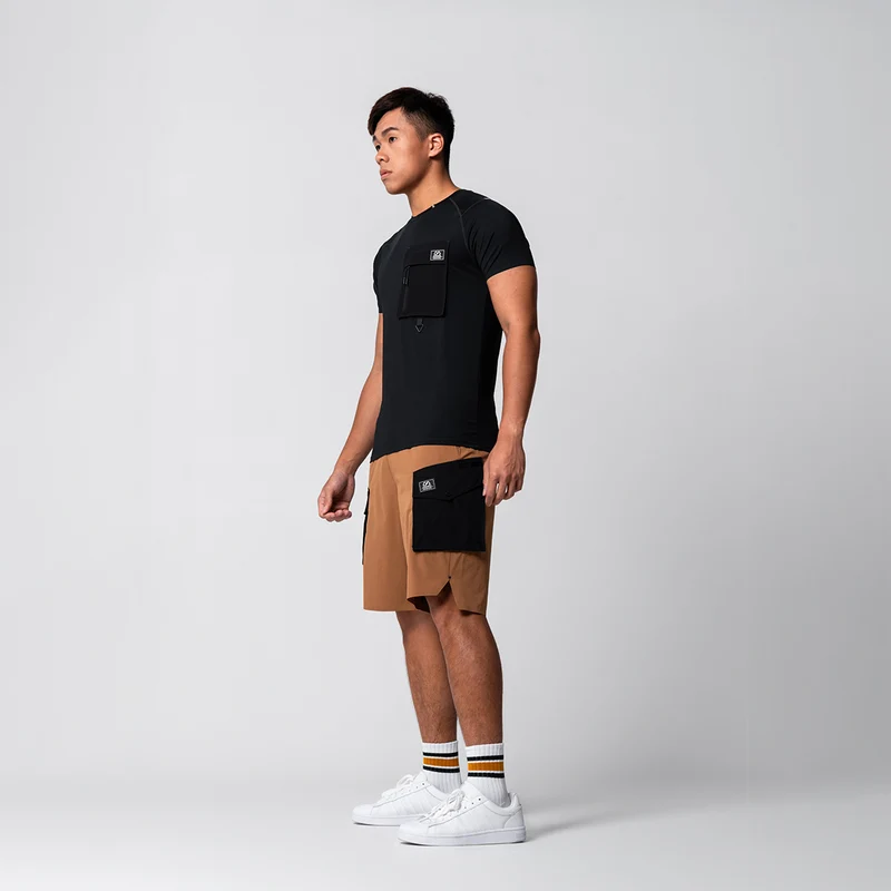 Color Blocking Functional Cargo 9 inch Running Shorts for Men
