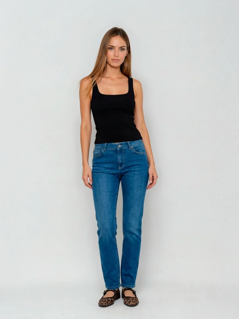 PIONEER - BETTY Strass Jeans, Straight Fit, Mid-Waist, Light Blue Used