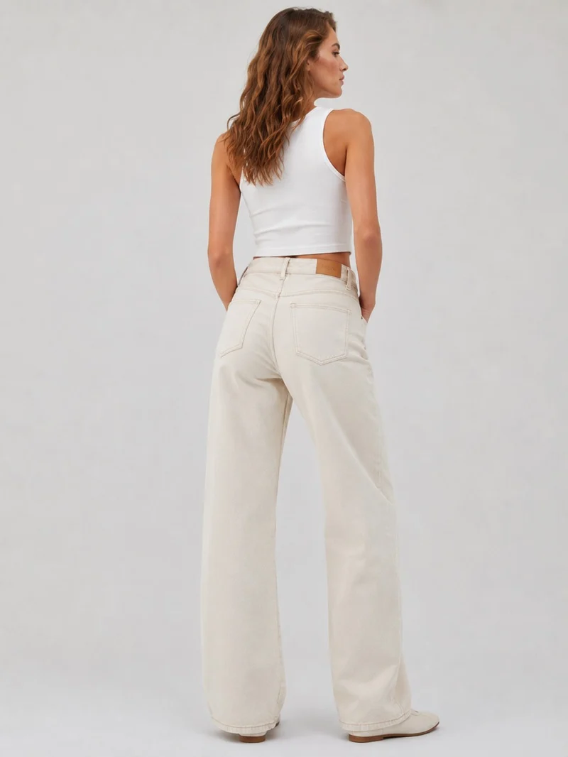 MAVI - Leila, Mid Waist, Baggy Barrel Jeans, Biscotti Denim