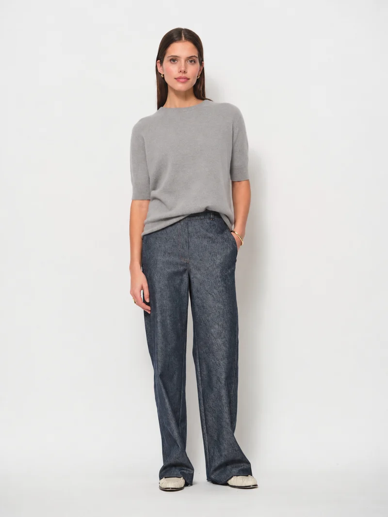 Crew Neck Short Sleeve Sweater