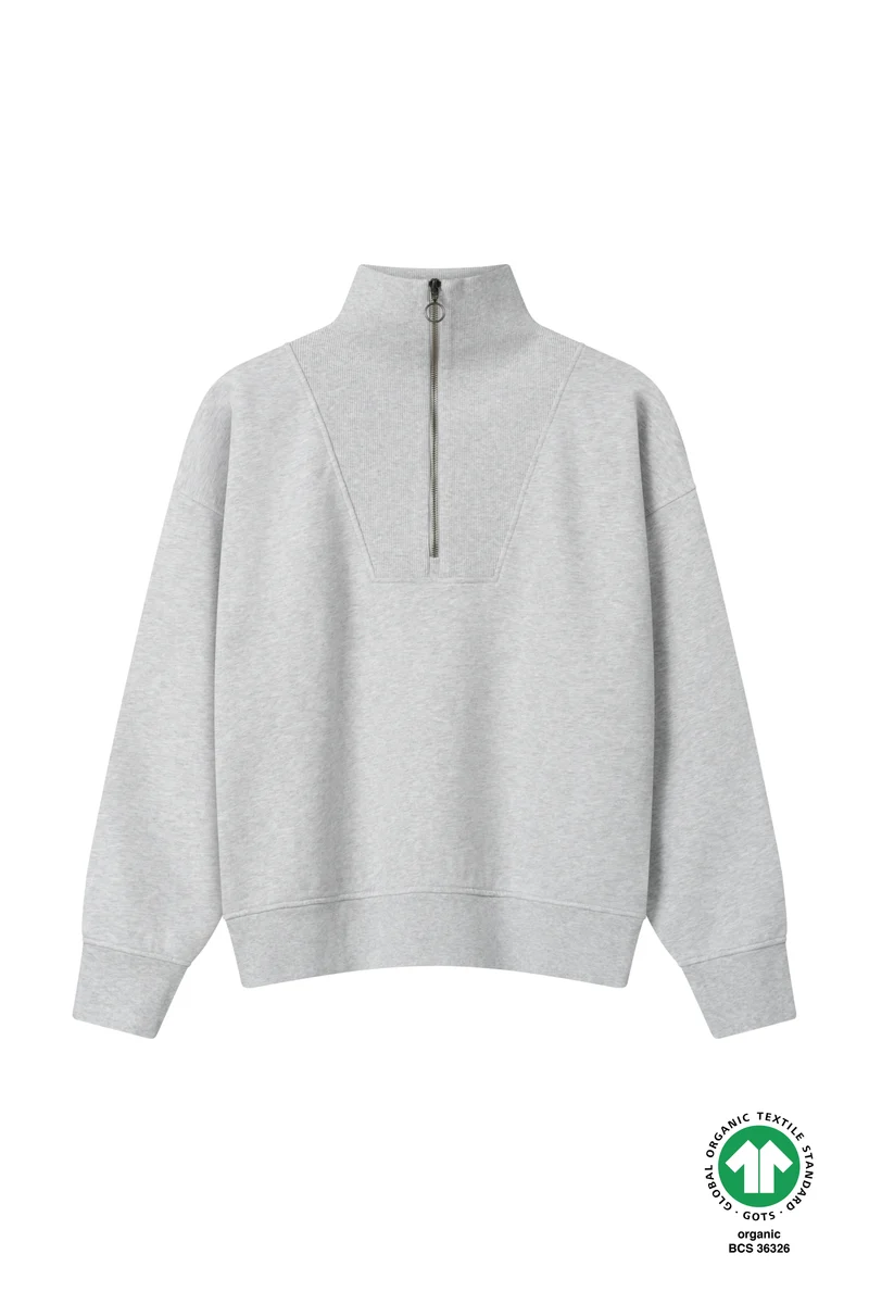 Half-Zip Sweater Brit Hellgrau
