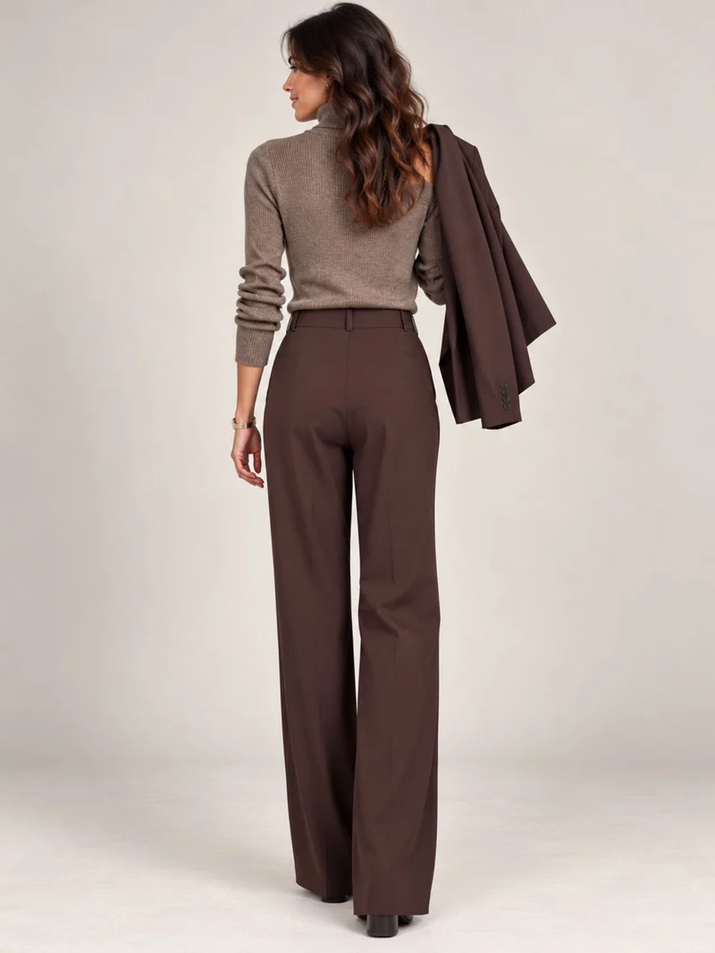 ONLY M -Travel-Wear Strong – Damen Stoffhose in Straight Fit und High Waist, Nutella