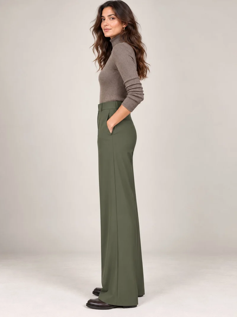 ONLY M -Travel-Wear Strong – Damen Stoffhose in Straight Fit und High Waist, Khaki