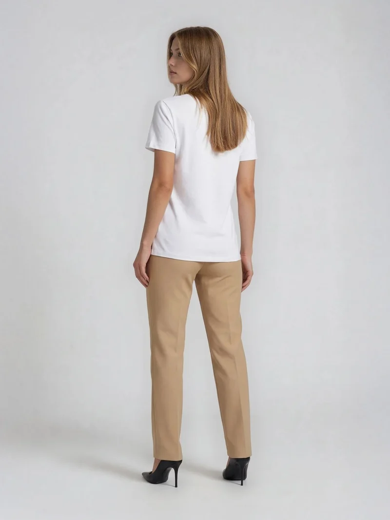 BGLVY - Damenanzughose, Straight Leg, High Waist, Beige