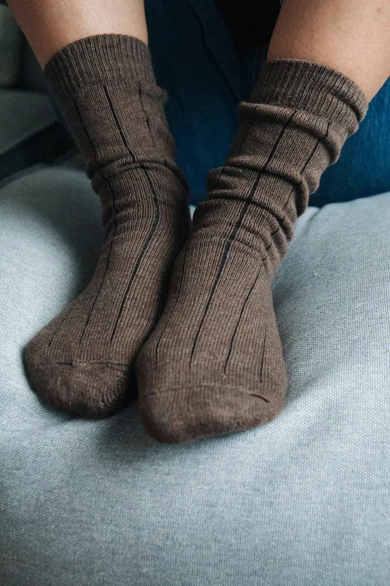 2 Paar Grobstricksocken Bio-Baumwolle Braun