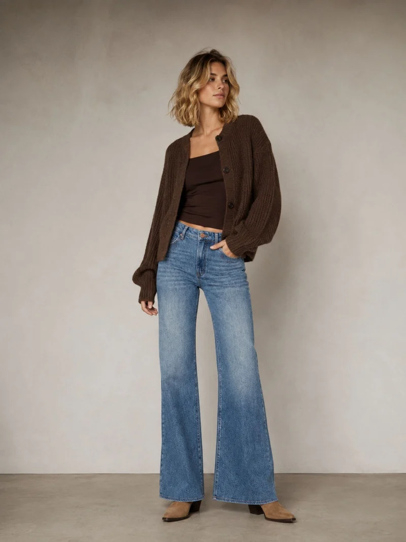 MAVI - MALIBU, High Waist, Loose Wide Leg ohne Saum mit Stickerei, Light Used Brushed Denim