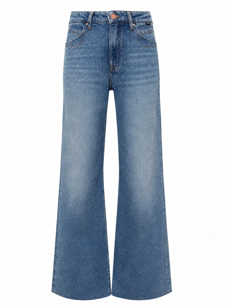 MAVI - MALIBU, High Waist, Loose Wide Leg ohne Saum mit Stickerei, Light Used Brushed Denim