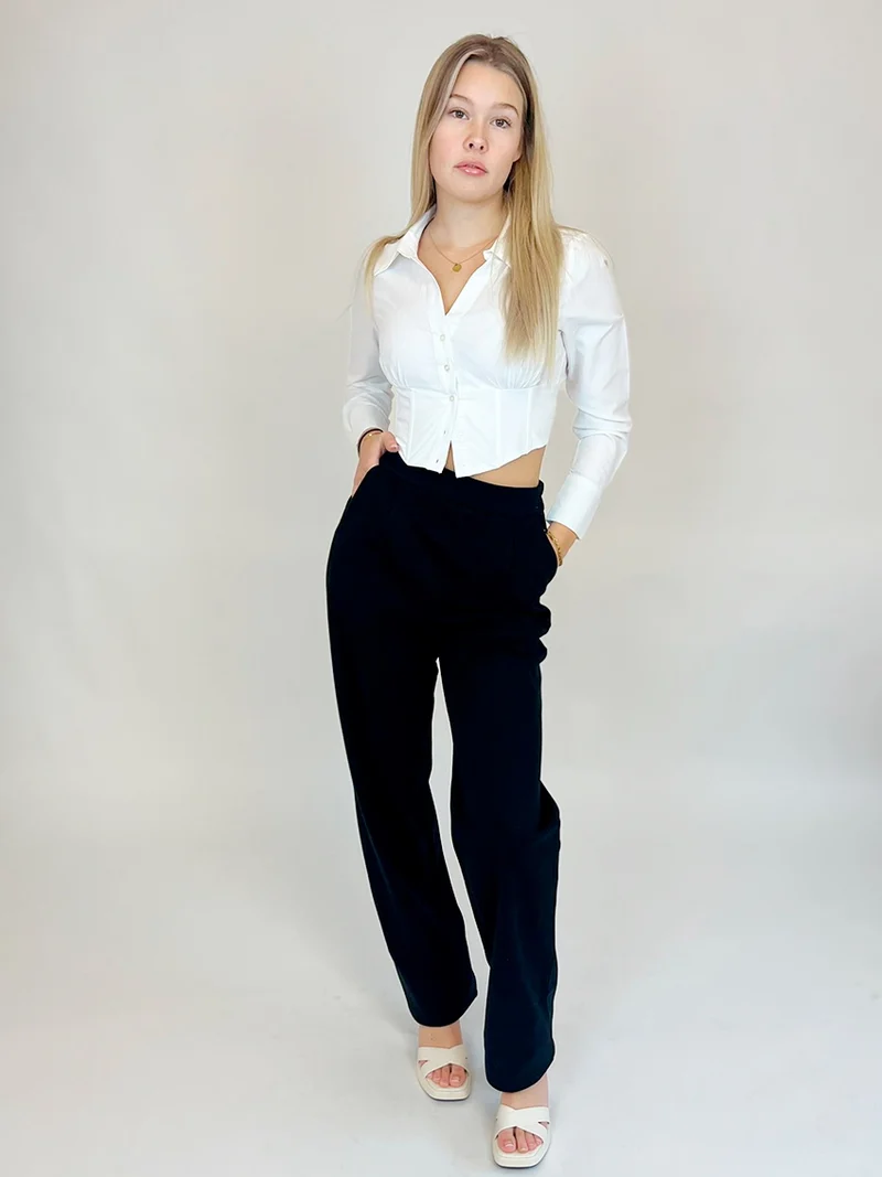 BOGILVY - Damen Thermo-Anzughose für die kälteren Tage, Straight Fit, High Waist, Black