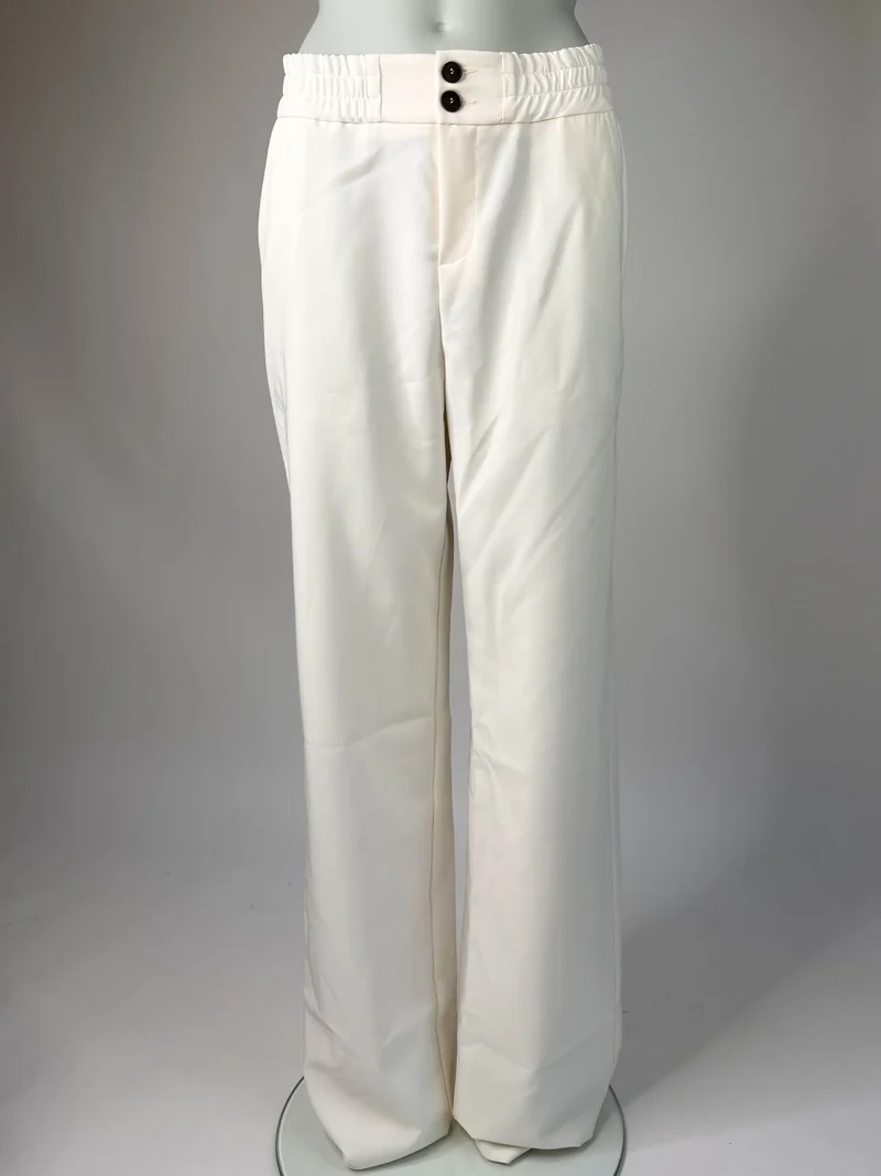 ONLY M - Stoffhose mit elastischen Gummizug, Straight Leg, High Waist, Creme