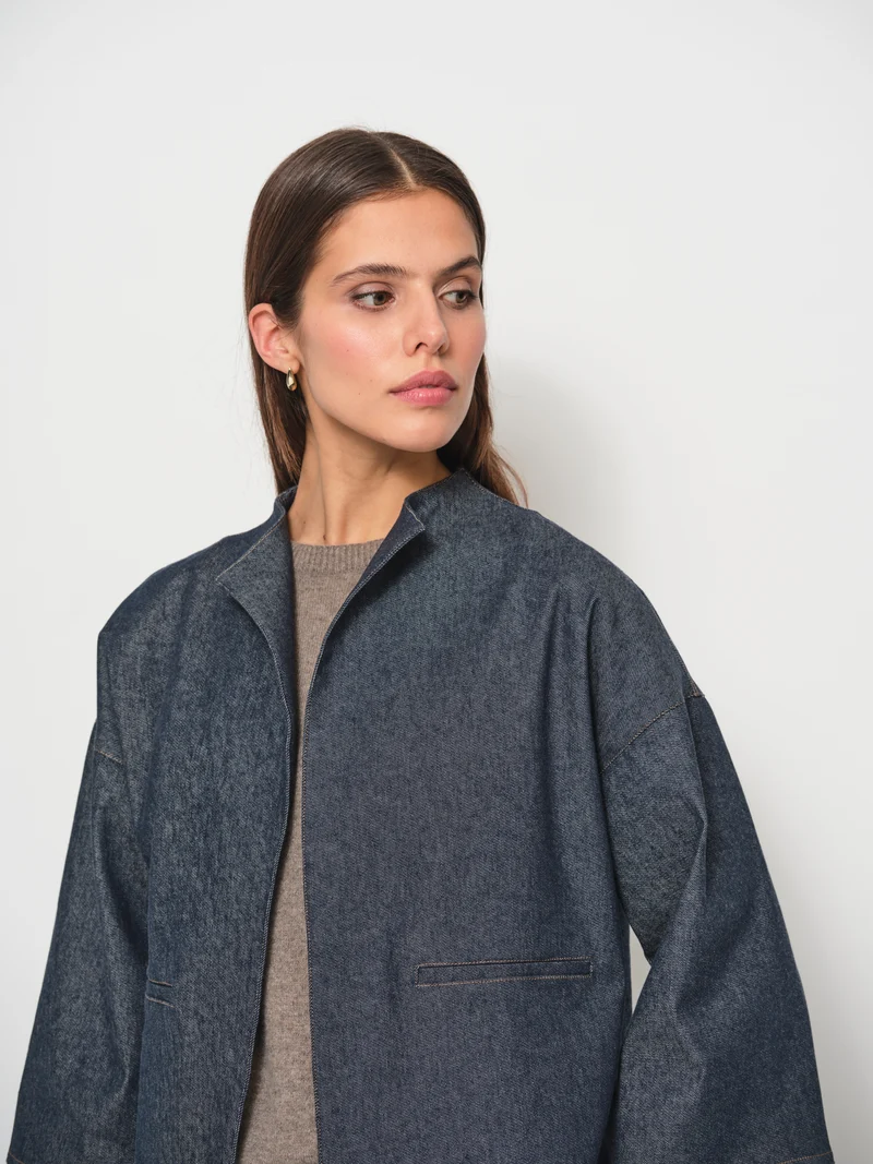 Open Front Denim Jacket