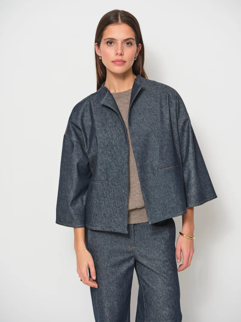 Open Front Denim Jacket