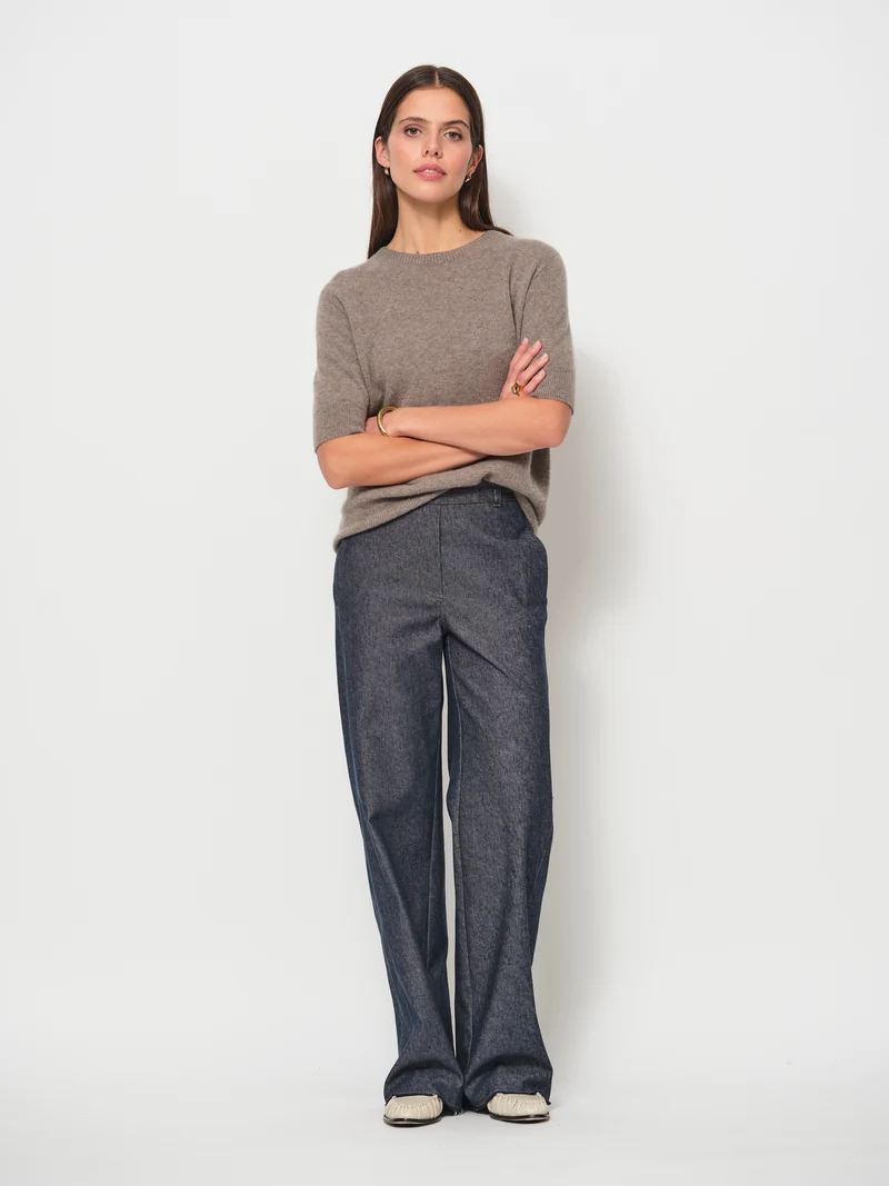 Wide Leg Denim Trousers
