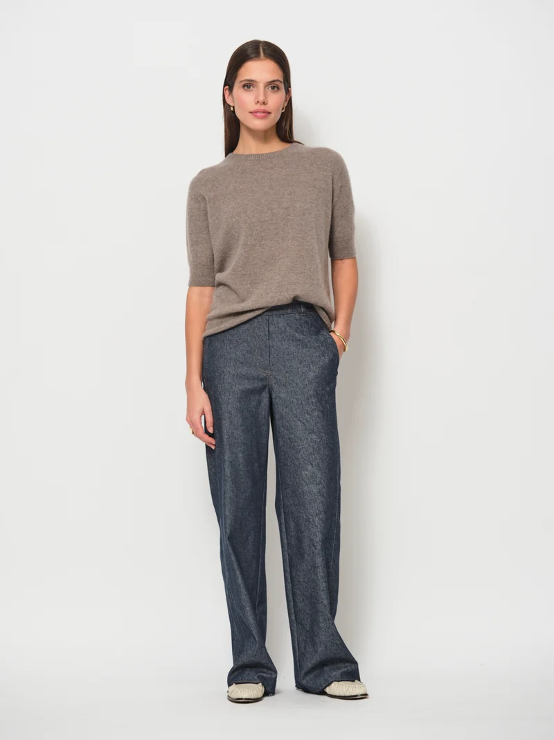 Wide Leg Denim Trousers