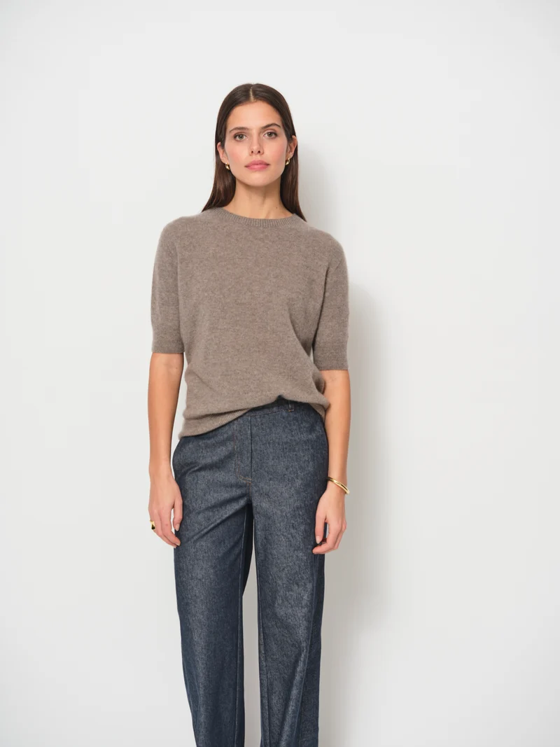 Wide Leg Denim Trousers