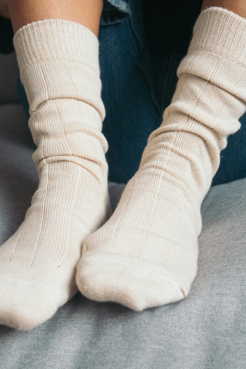 2 Paar Grobstricksocken Bio-Baumwolle Sand