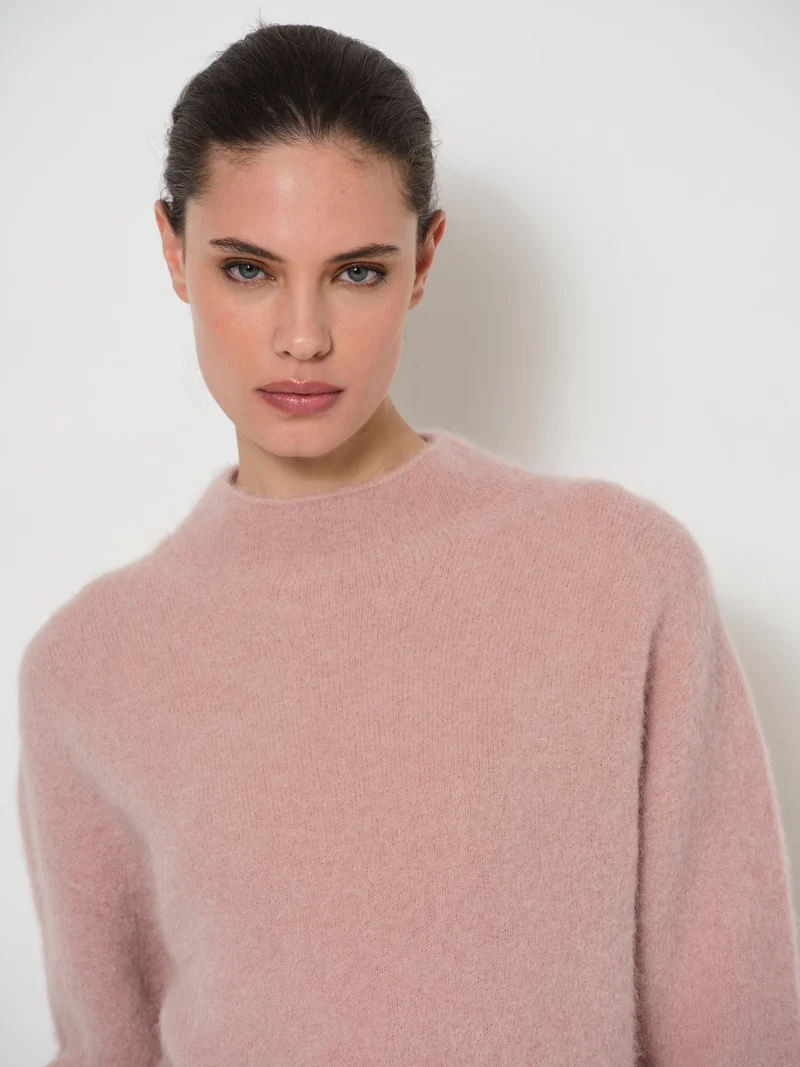 Raised Neck Wide Sleeve Sweater