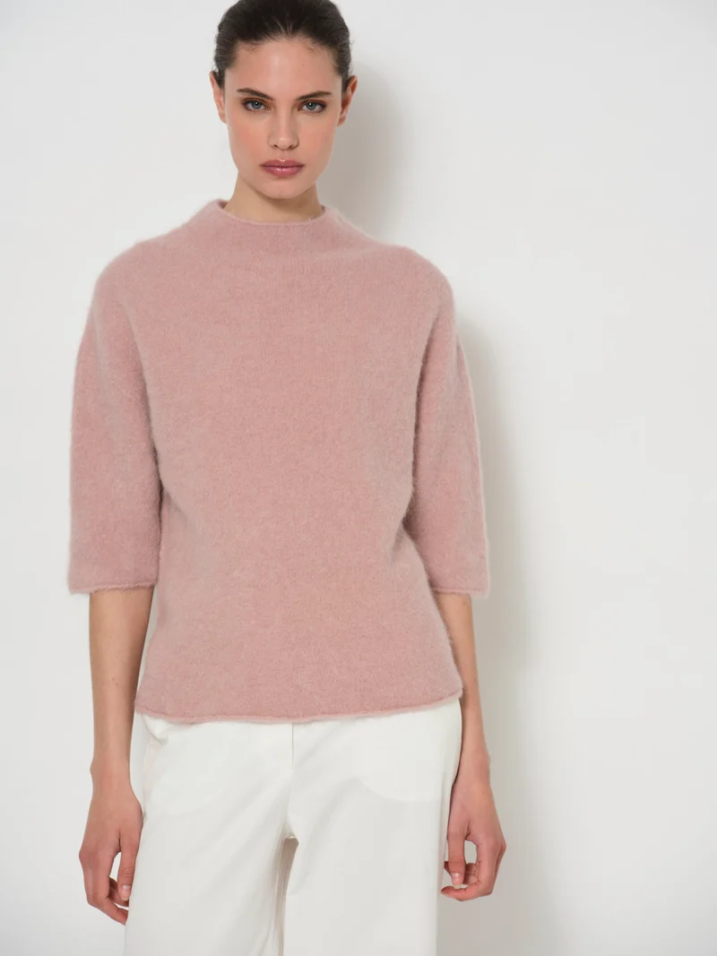 Raised Neck Wide Sleeve Sweater