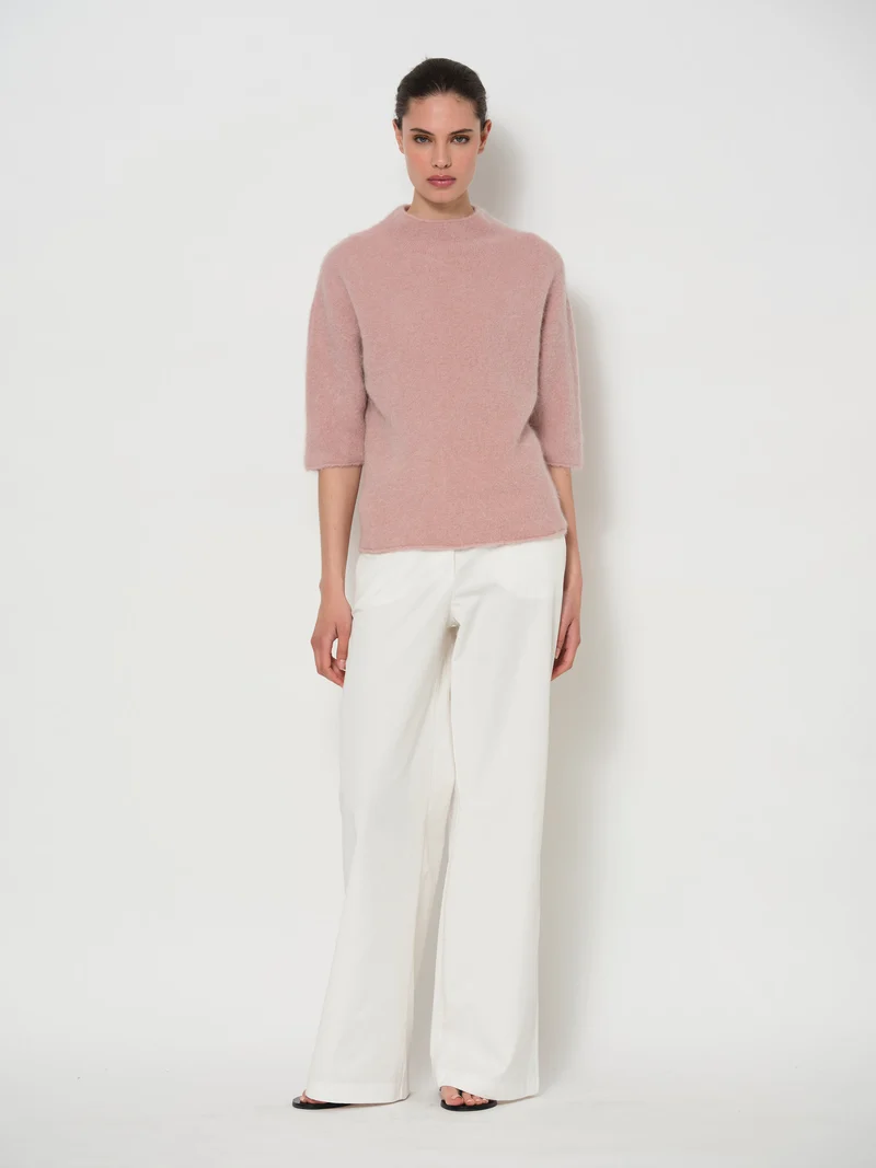 Raised Neck Wide Sleeve Sweater