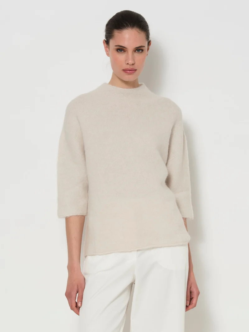 Raised Neck Wide Sleeve Sweater