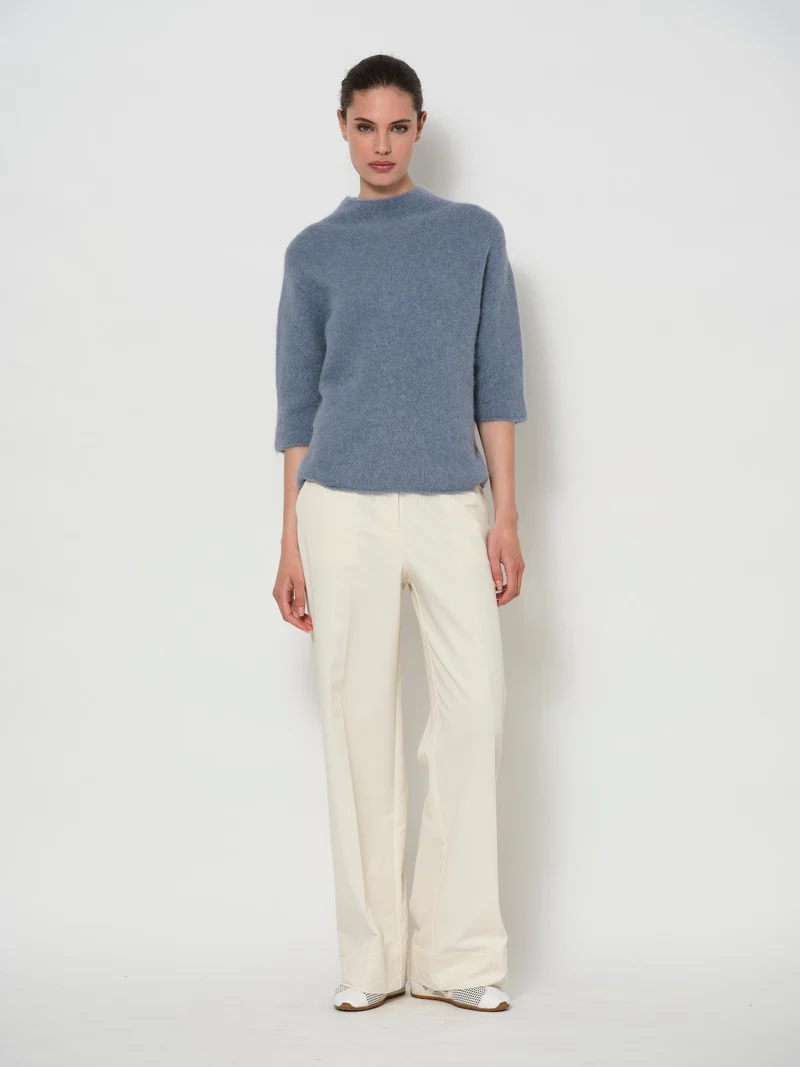 Raised Neck Wide Sleeve Sweater