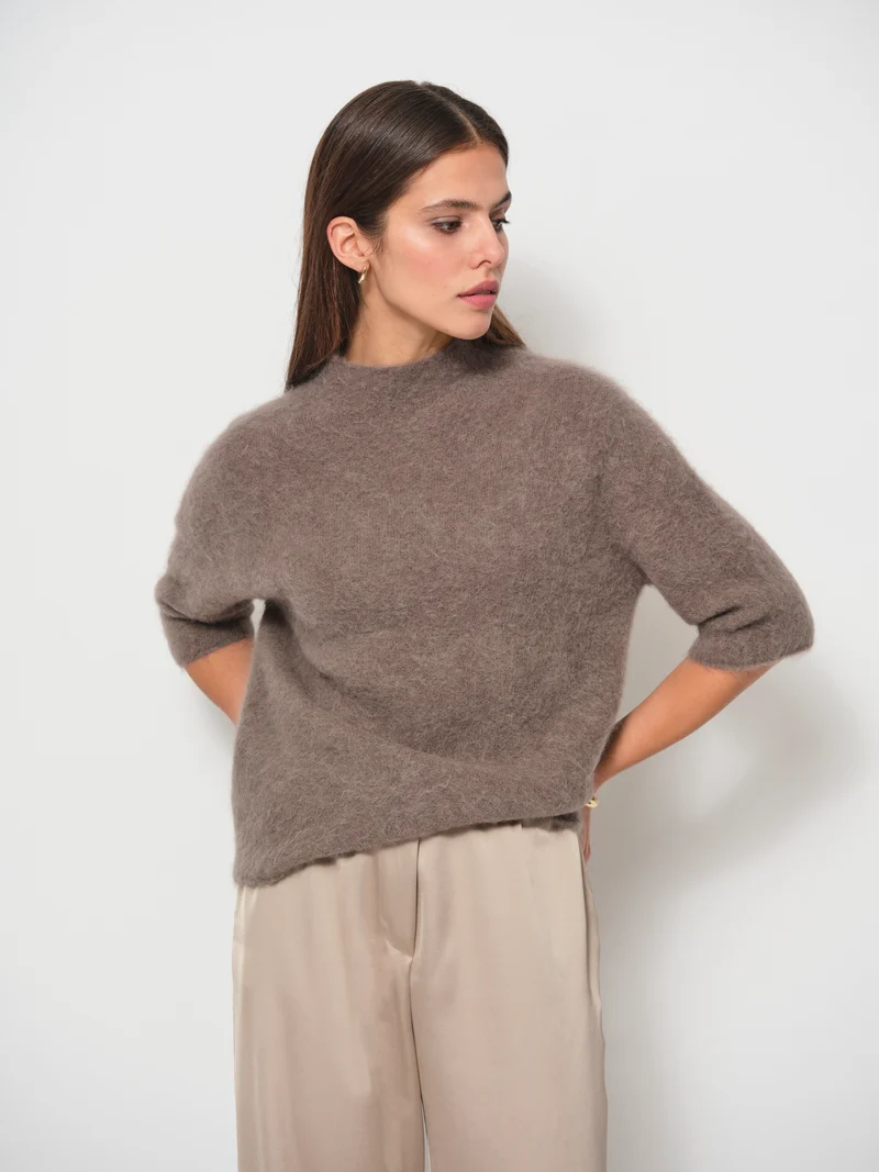 Raised Neck Wide Sleeve Sweater