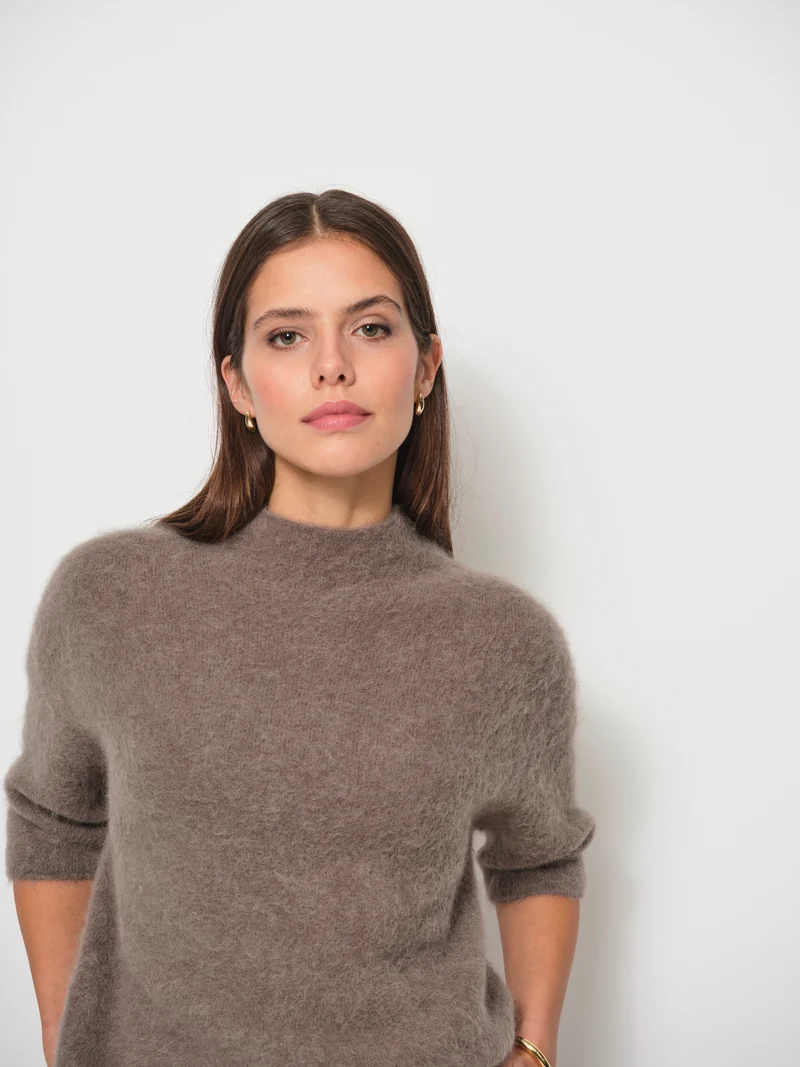 Raised Neck Wide Sleeve Sweater