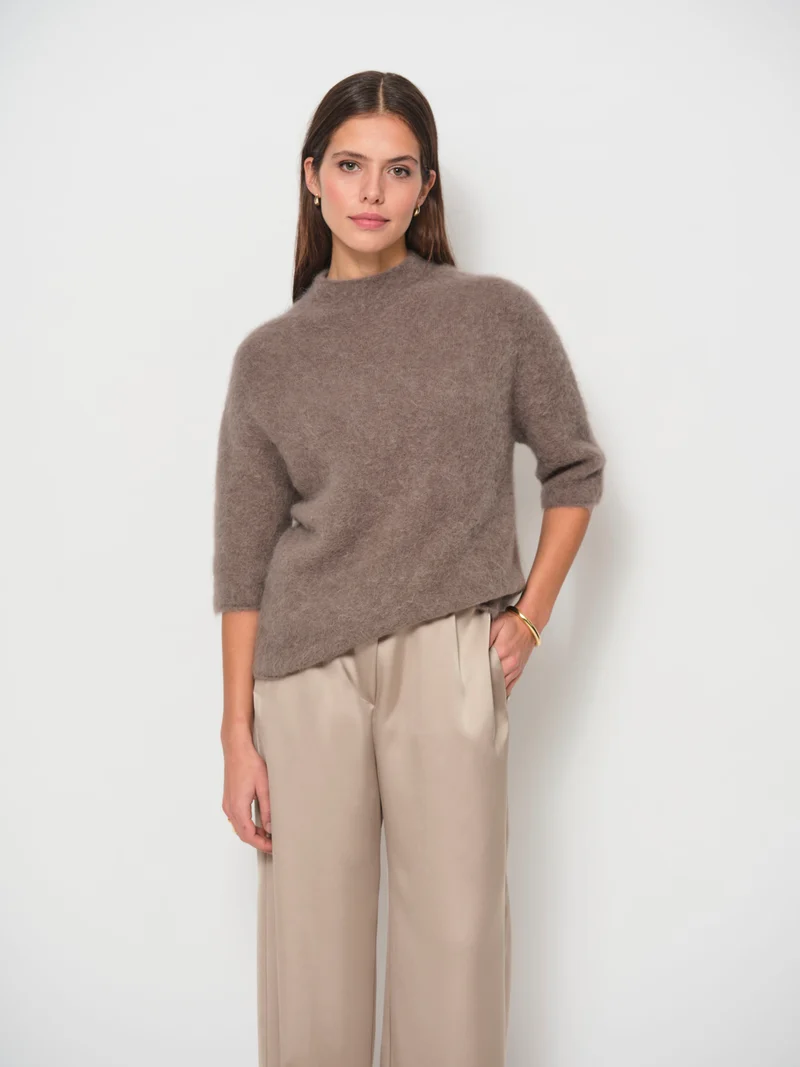 Raised Neck Wide Sleeve Sweater