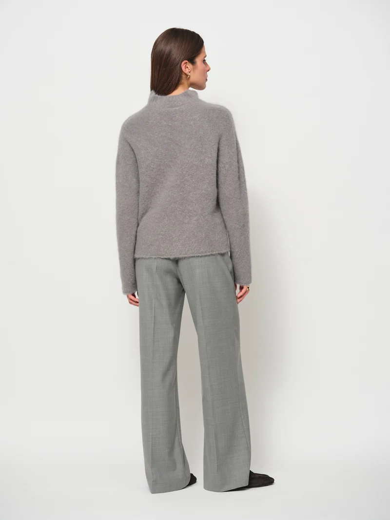 Raised V-Neck Alpaca Sweater