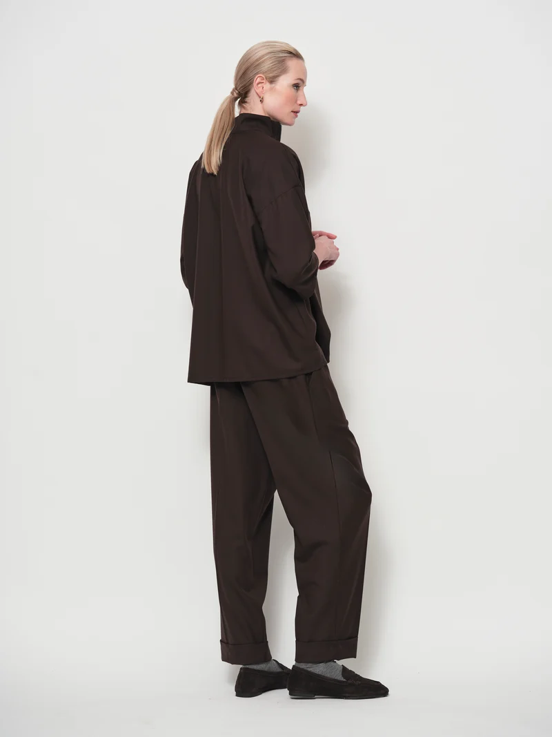 Raised Neck Pullover Top