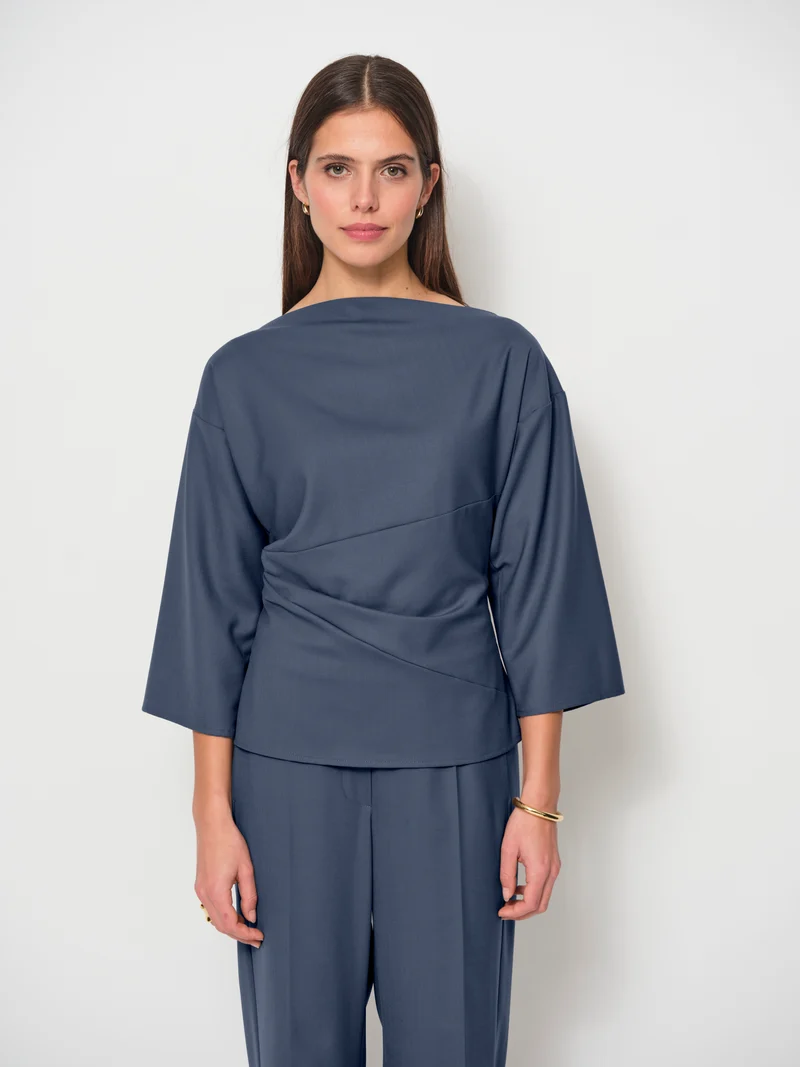 Wool Blend Side Stripe Wide Leg