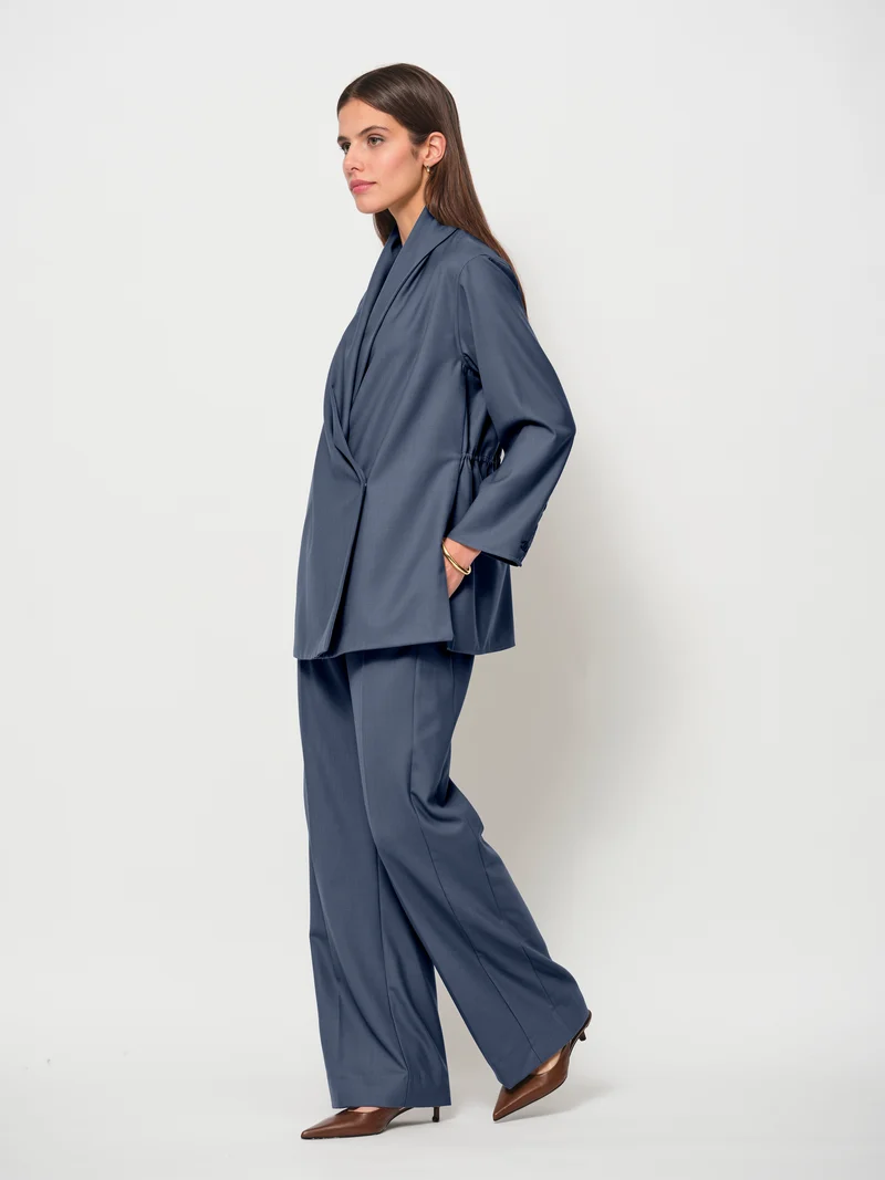 Wool Blend Side Stripe Wide Leg