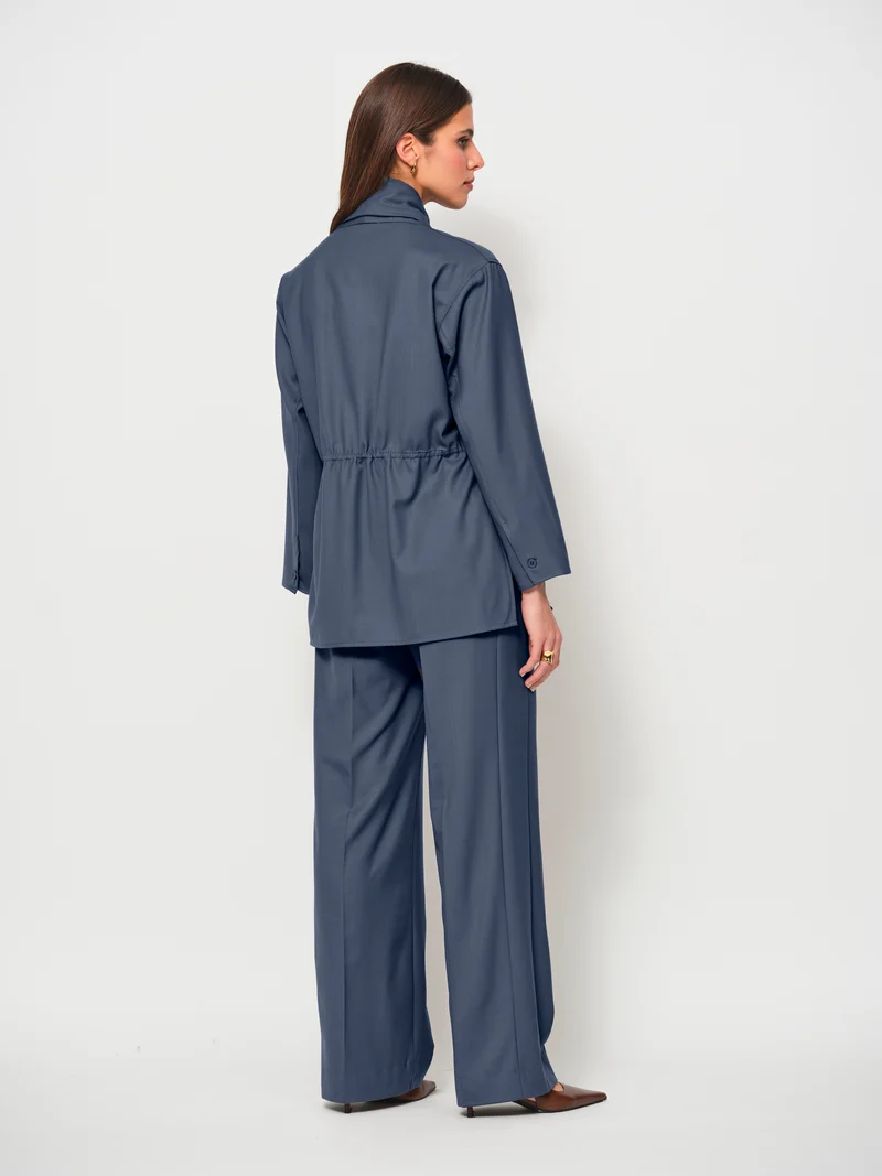 Wool Blend Side Stripe Wide Leg