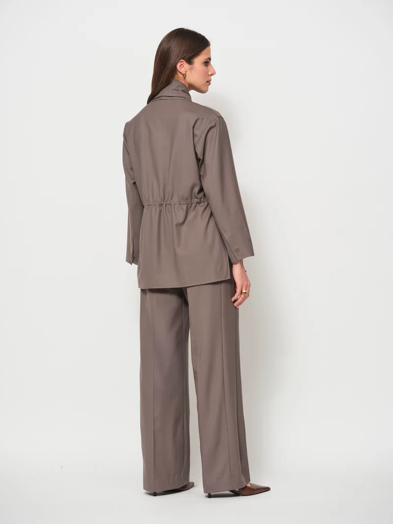 Wool Blend Side Stripe Wide Leg