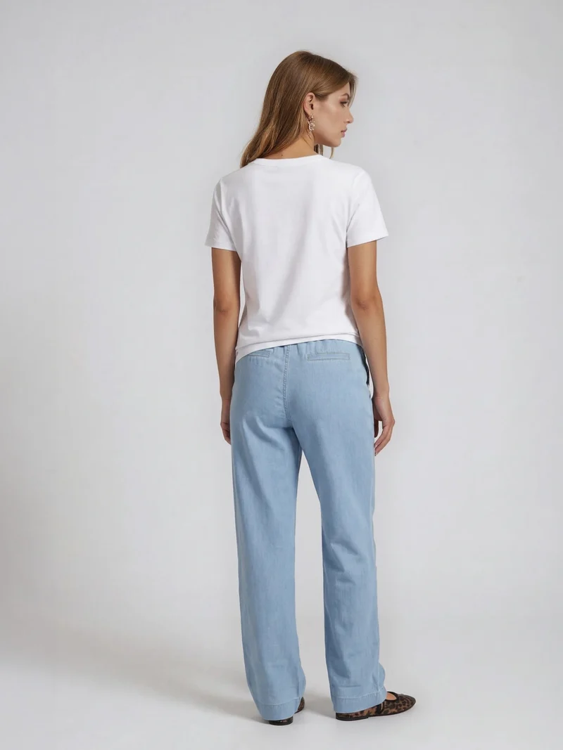 BGLVY - PERLA, Stoffhose, Straight Fit, High-Waist, Light Blue