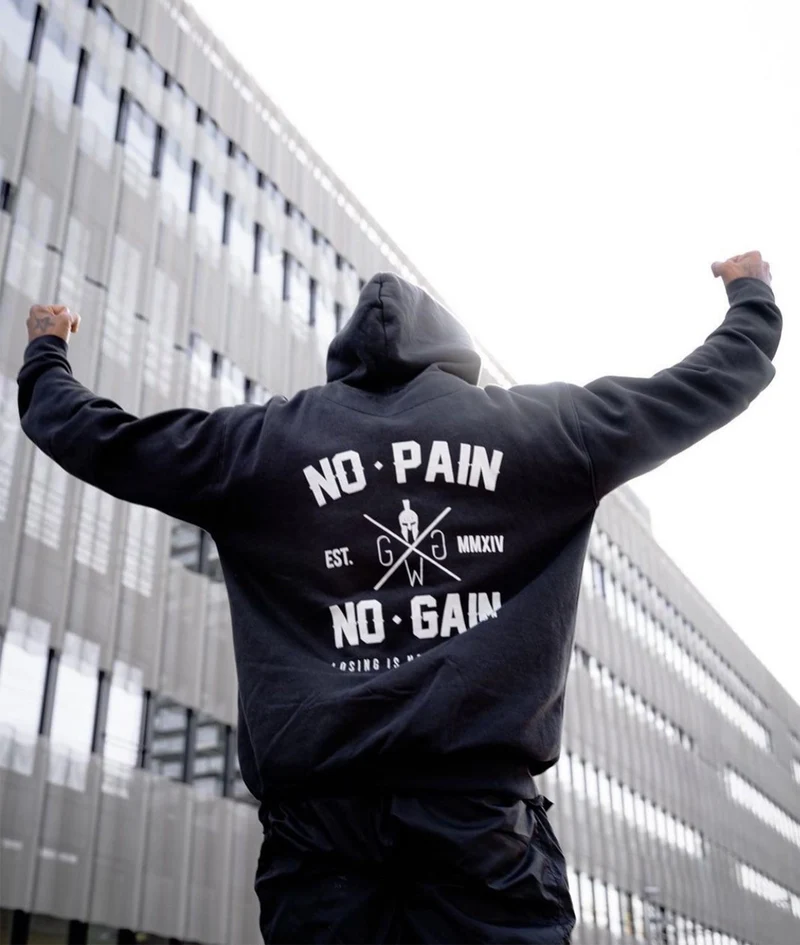 No Pain No Gain Hoodie - Schwarz